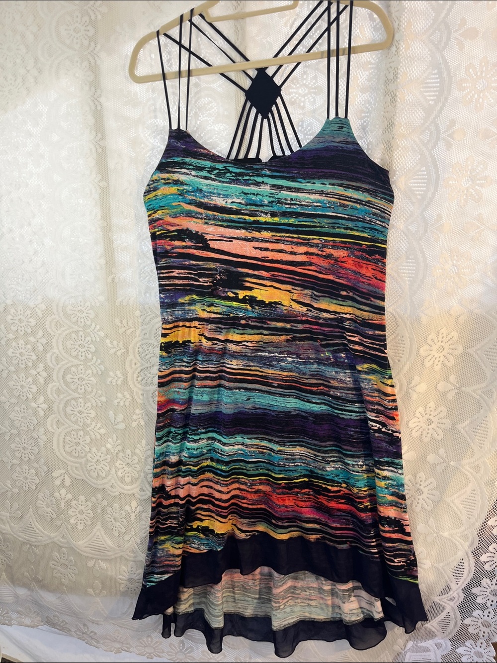 Cupio Multicolor Striped Spaghetti-Strap Sunset Dress XL